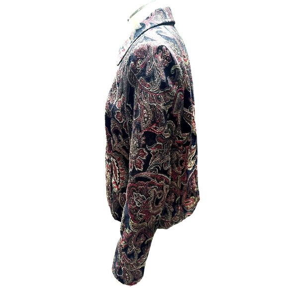 Christopher & Banks Vintage Zip Front Paisley Jacket Size M w Shoulder Pads - Picture 4 of 9